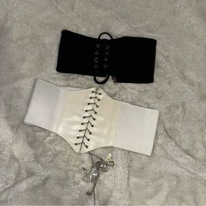 Black and white corsets